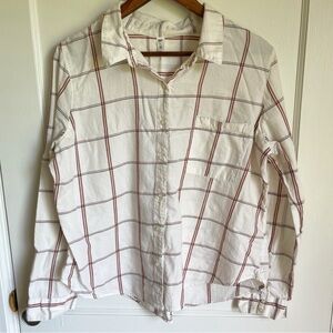 Nordstrom BP. Plaid Button-Up Shirt- Ivory Windowpane Weave